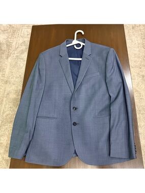 Express Men's Blue Two-Button Suit Jacket